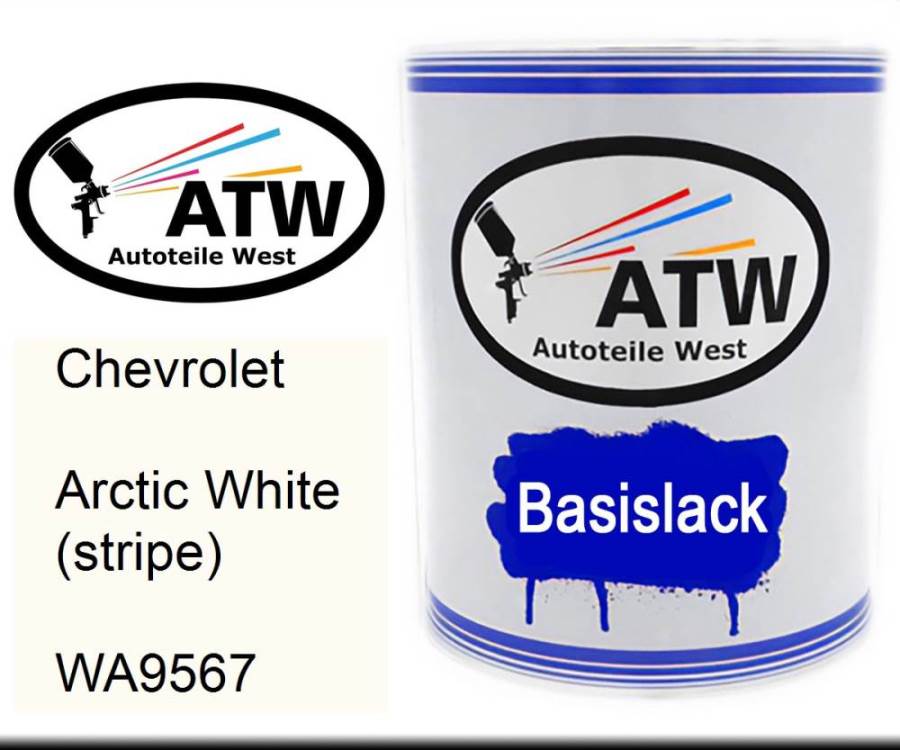 Chevrolet, Arctic White (stripe), WA9567: 1L Lackdose, von ATW Autoteile West.